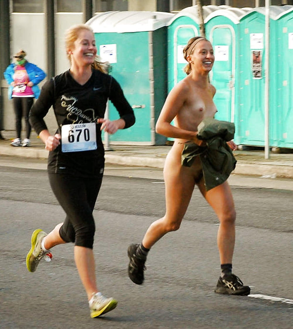 Naked running public image