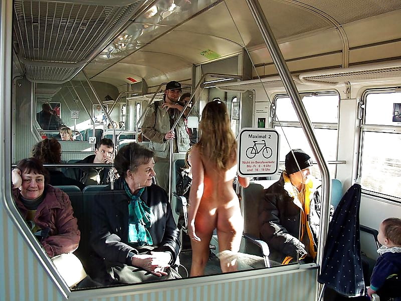 Naked girl by train