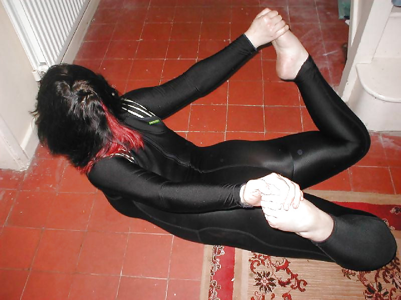 Spandex catsuit bondage amateur lesbian