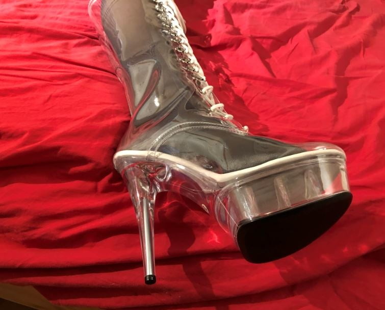 Clear Plastic Boots and Nylons - 7 Photos 