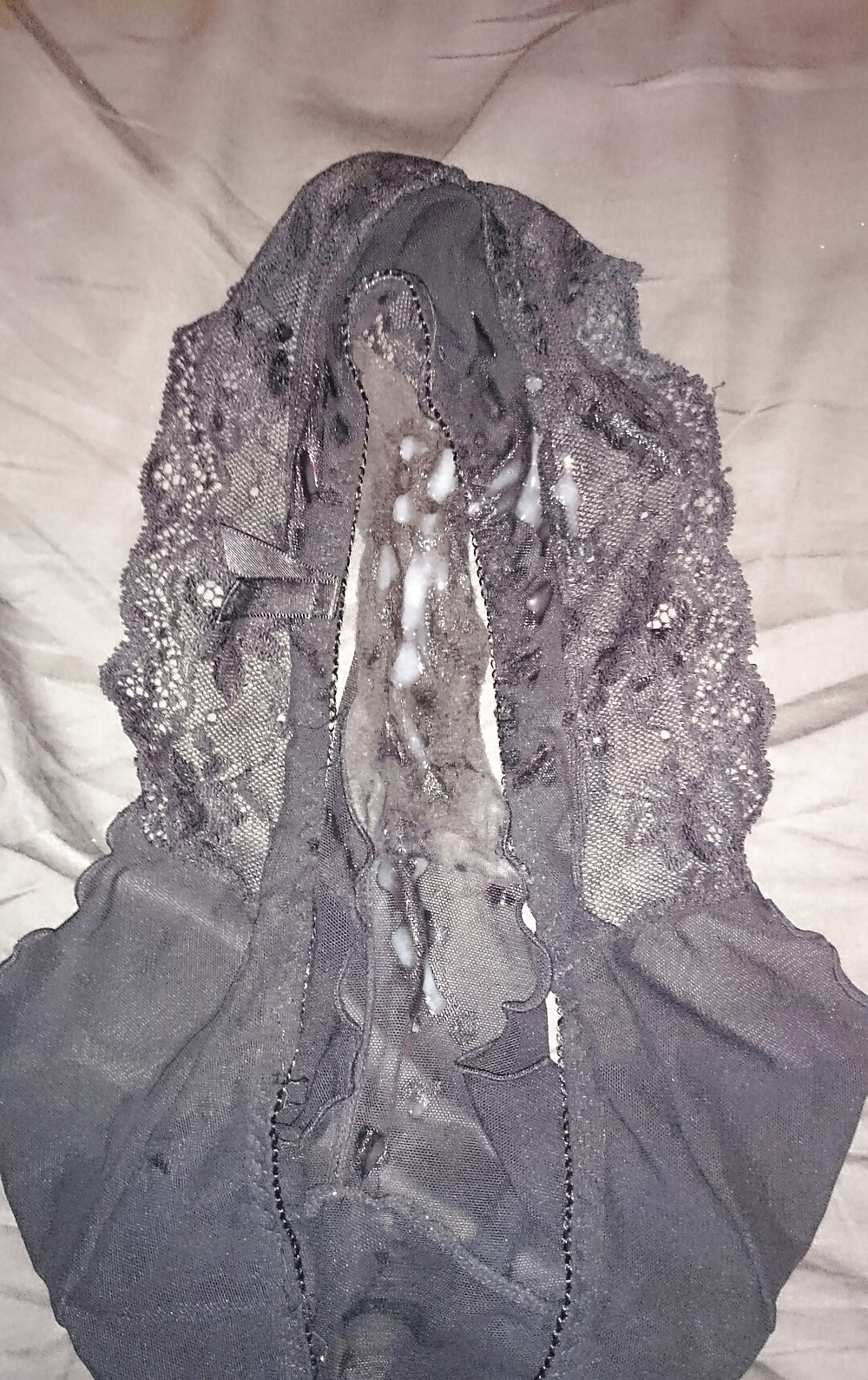 Porn Pics Gf's panties filled with my cum, before and after