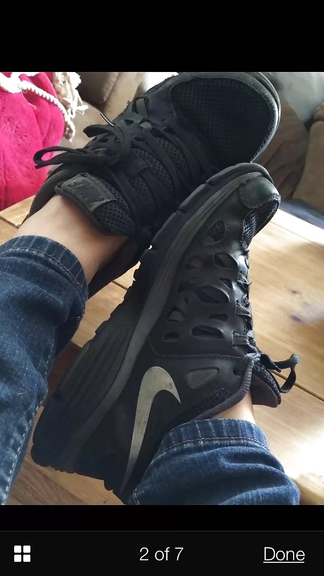 Porn Pics My trashed black nike sneakers