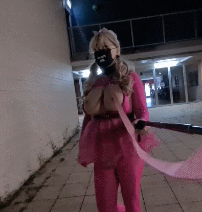 Pink leashed sissy in public #42