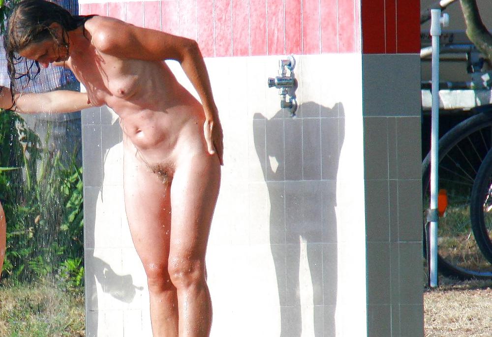 Wet bikini white thong shower teen voyeur spy cam close-up. 