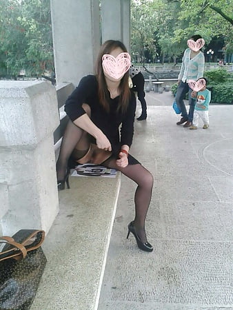 Chinese woman flashing in public
