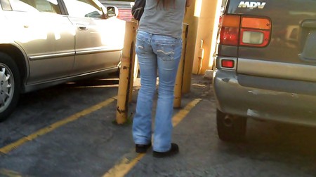 Pattys nice tight butt ass in jeans in the parking alot
