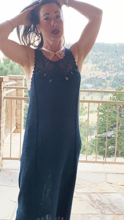 asian milf loves her blue dress and blue lingerie         