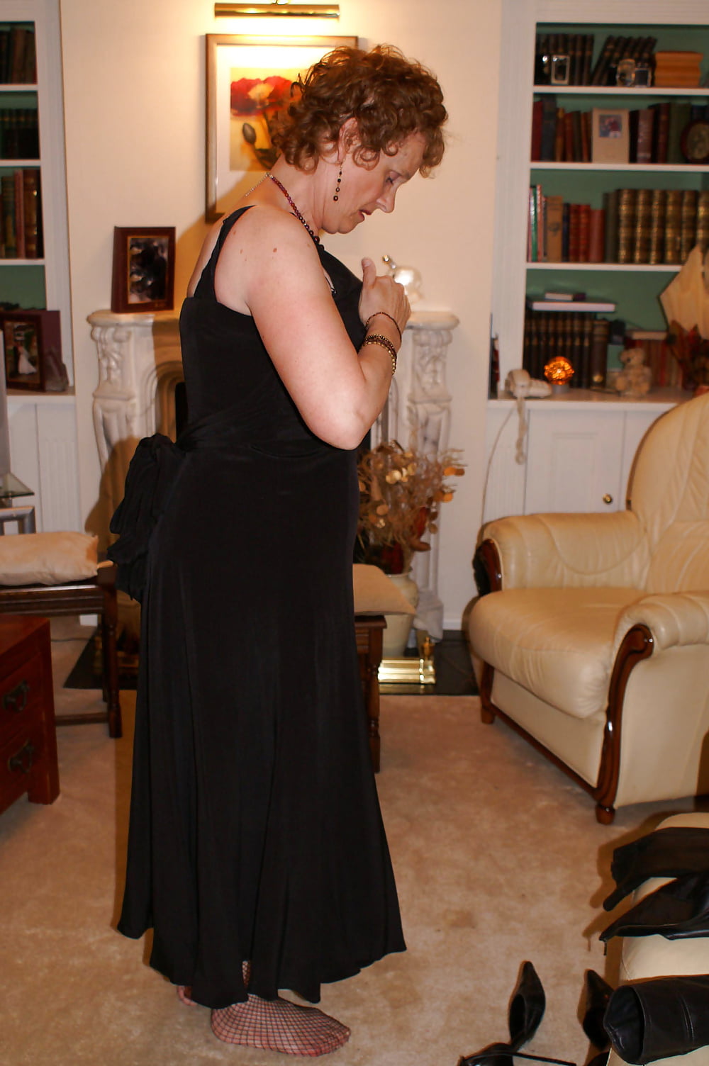 Porn Pics sexy slut wife chrissy in a black dress