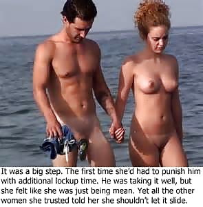 Porn Pics Caged Cuckold at beach