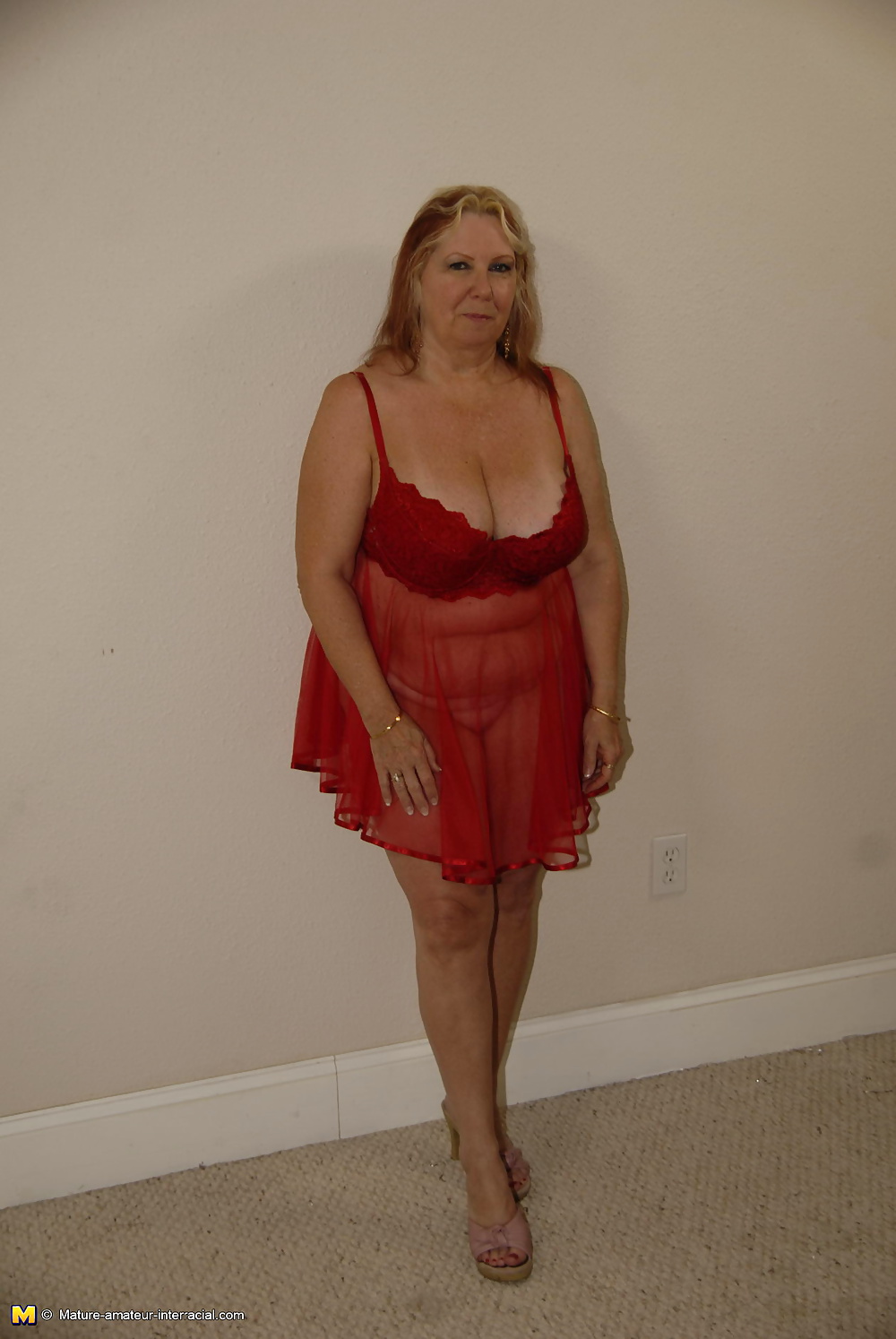 White granny with red hair and big tits