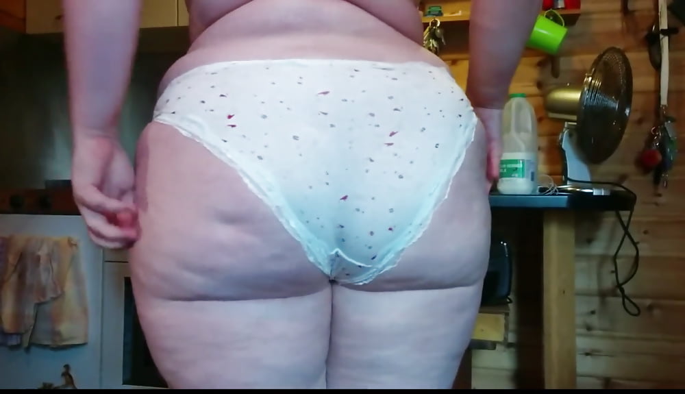 Porn Pics Sexy bbw modelling panties that are made for a slimmer girl.