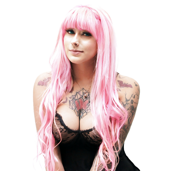 Porn Pics sexy tattoo girl big boobs love ass pink hair