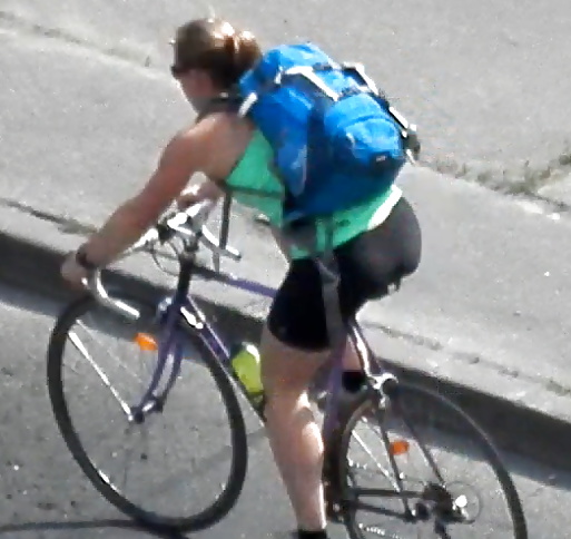 Porn Pics candid biker girl in black latex