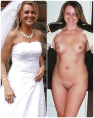 Brides Dressed undressed before after off unclothed exposed.