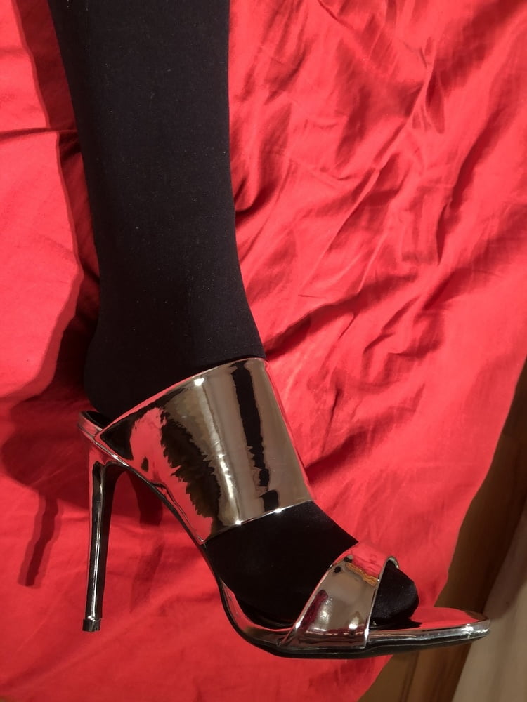 Silver High Heel Mules - 8 Photos 