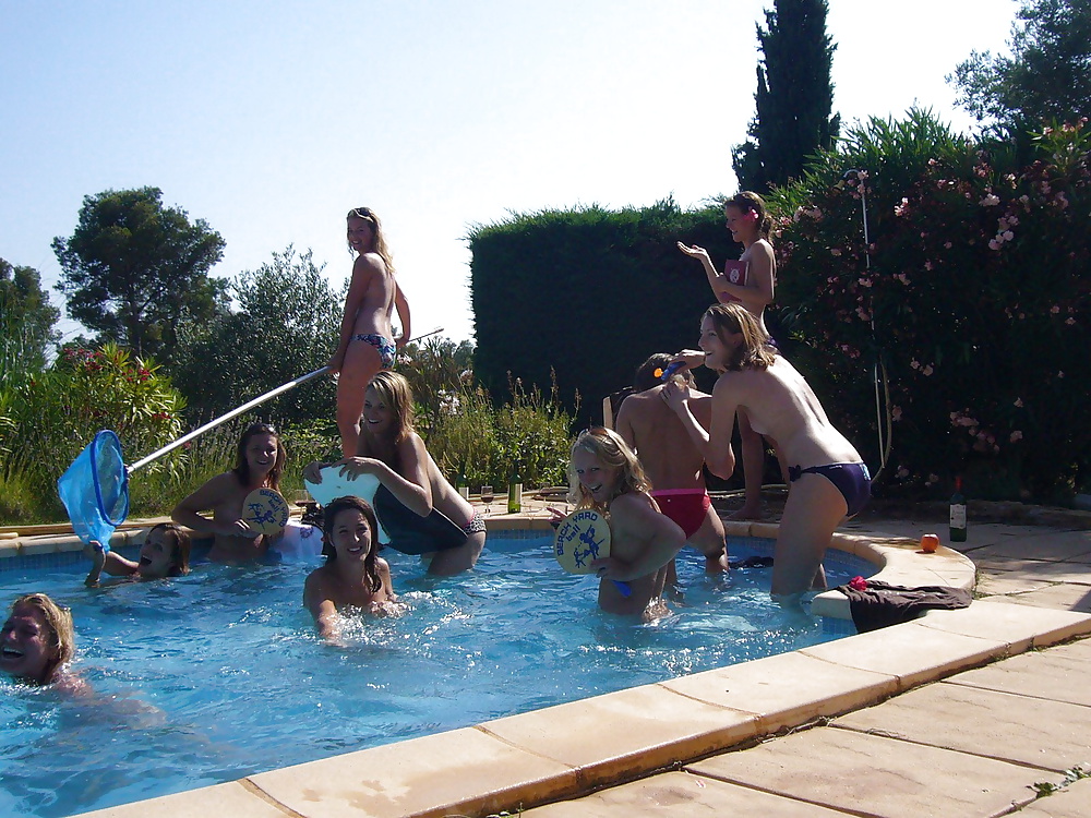 Porn Pics Spass am Pool mit Team Prof. Auer