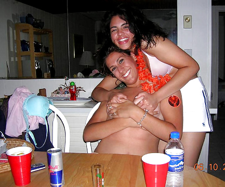 Porn Pics Party girls flashing boobs