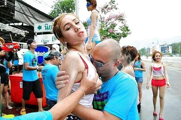 Porn Pics Amateur Self Shot Songkran Festival Thailand Funny Day