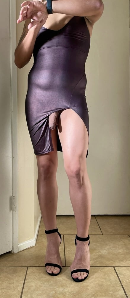 Bought another cute dress!!!! Sexy heels feet Boy Clit slip- 12 Photos 