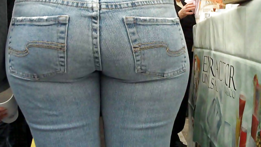 Porn Pics Cum on look at nice big ass in butt tight jeans