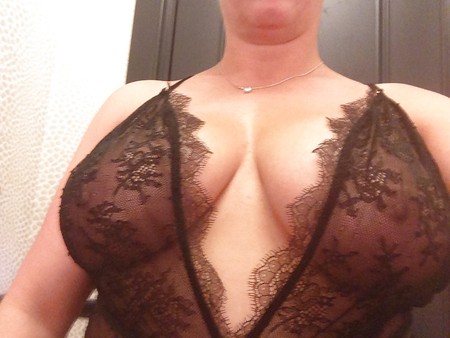 Wife's big amazing breasts in lingerie
