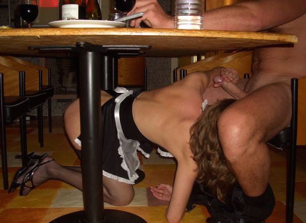 Fun under the table (blowjob, handjob, fingering) - 30 Photos 
