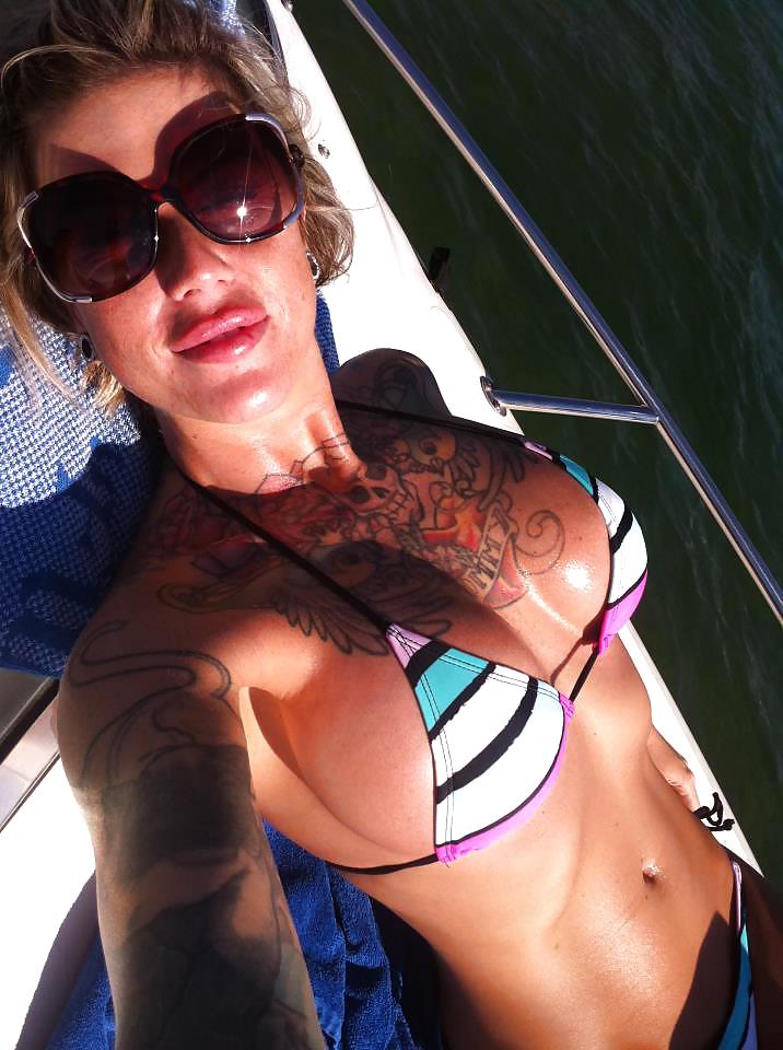 Porn Pics Even MORE Hot Blonde Tats and Huge Tits