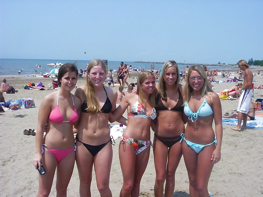 Porn Pics BEACH voyeur outdoors bikini panties mature teen group