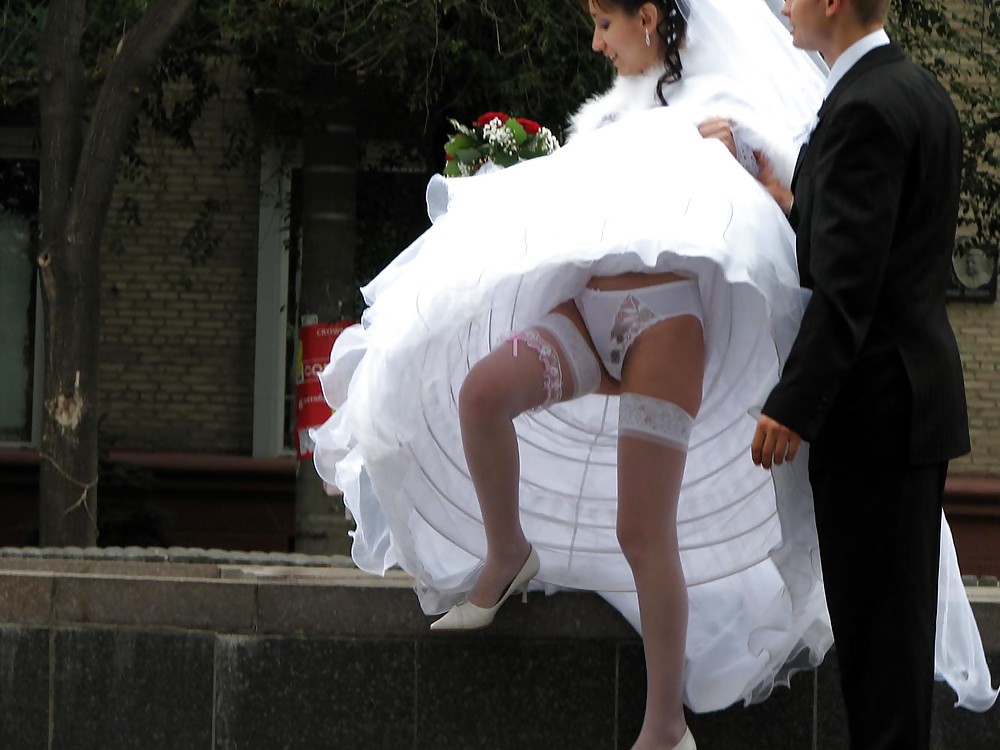 Porn Pics BRIDES wedding voyeur upskirt white panties and bra