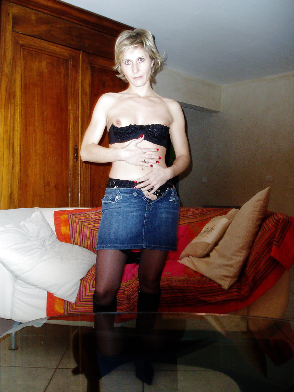 Porn Pics Hot wife in jeans skirt