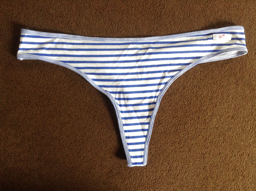Porn Pics Wife's Striped Cotton Thong
