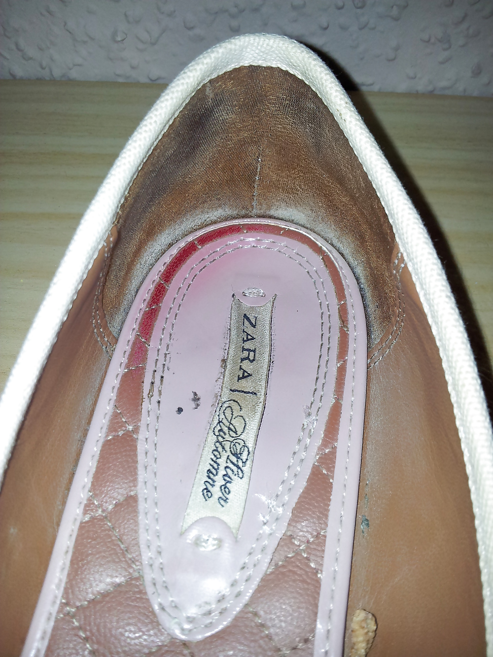 Porn Pics Wifes well worn nude lack Ballerinas flats shoes2