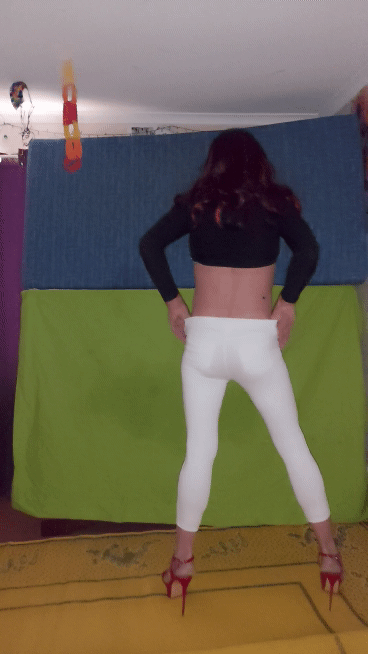 White stretch pants white dress and pantyhoses #6