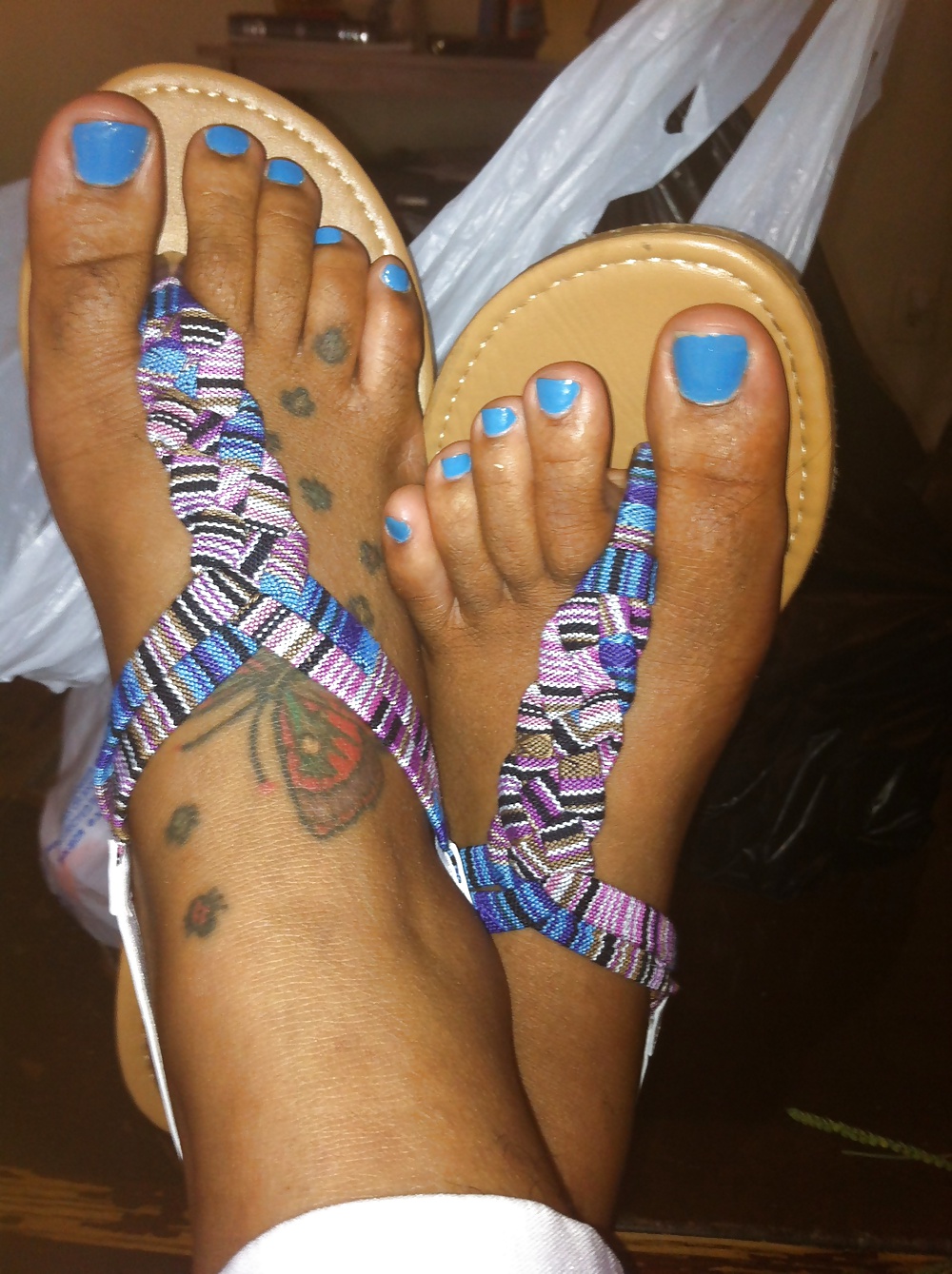 Porn Pics New Blue Painted Toes from a Freind