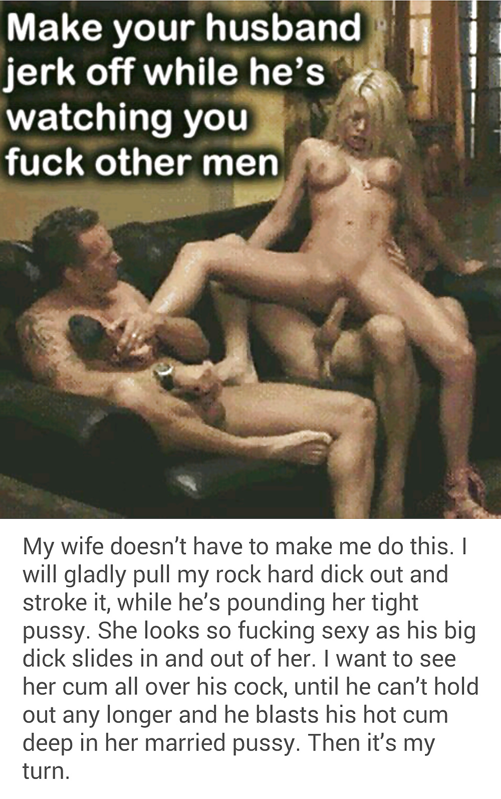 Cuckold threesome porn captions gif