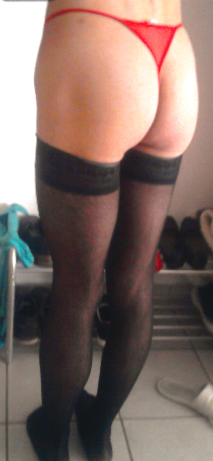 Porn Pics New red outfit and thong