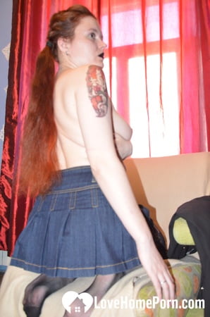 horny redhead wife teases in hot lingerie         