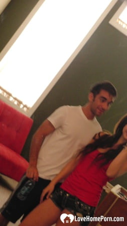 brunette cutie gets some cum over herself         