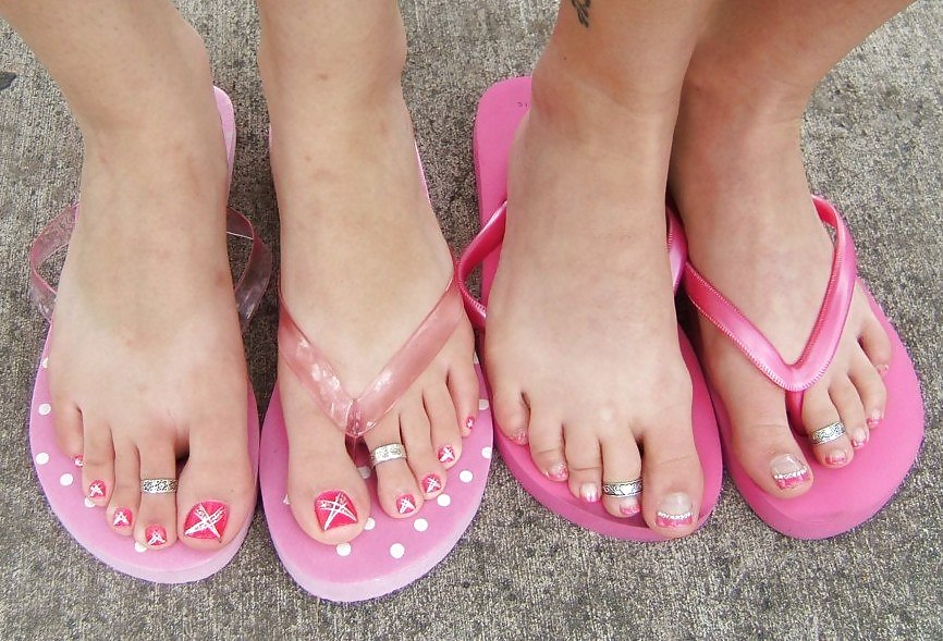 Porn Pics Jewel Pink Feet and Flip Flops.
