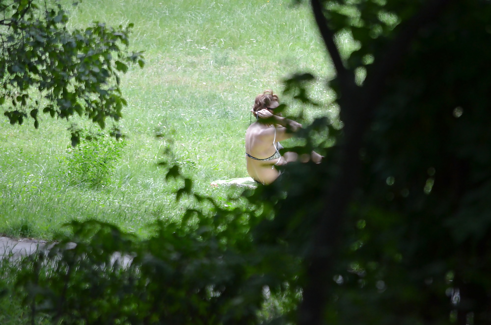 Porn Pics Sunbathing in the park