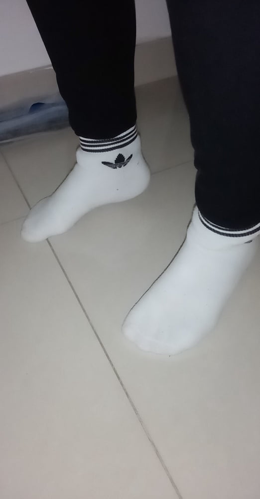 Gf in white adidas socks- 4 Photos 
