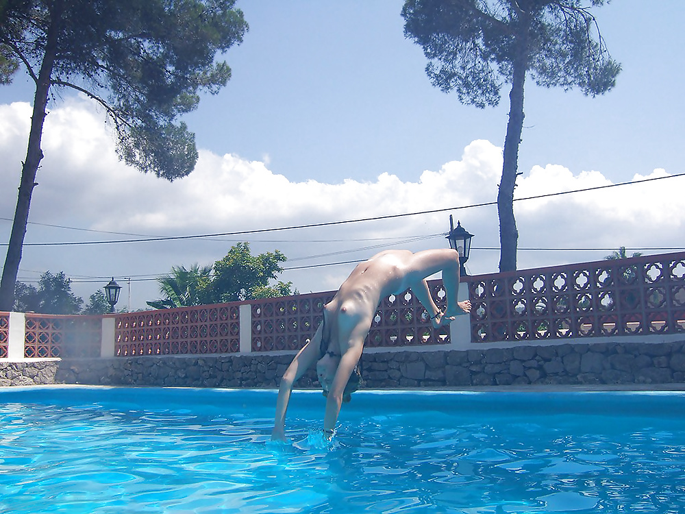 Porn Pics Mermaid dives in swimming pool