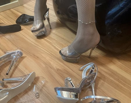 clear high heels and clear pvc fetish         