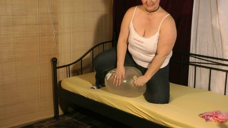 played with a large balloon         