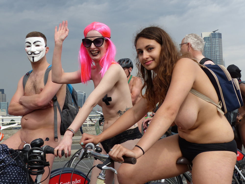 Topless Brunette London Wnbr World Naked Bike Ride Play Big Cock