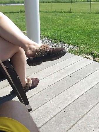 Cute feet in slippers