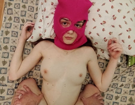 cute girl in balaclava mask         